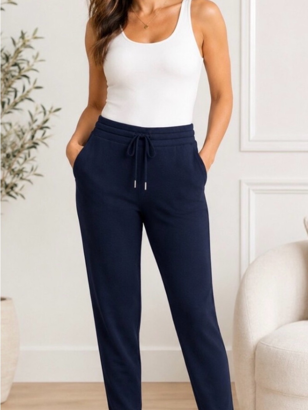 NWT SPANX Air Essentials Tapered Leg Pants in Classic Navy size medium